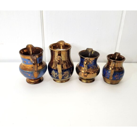Antique Lusterware Jug Collection Copper Luster Lot of Four - Picture 4 of 12